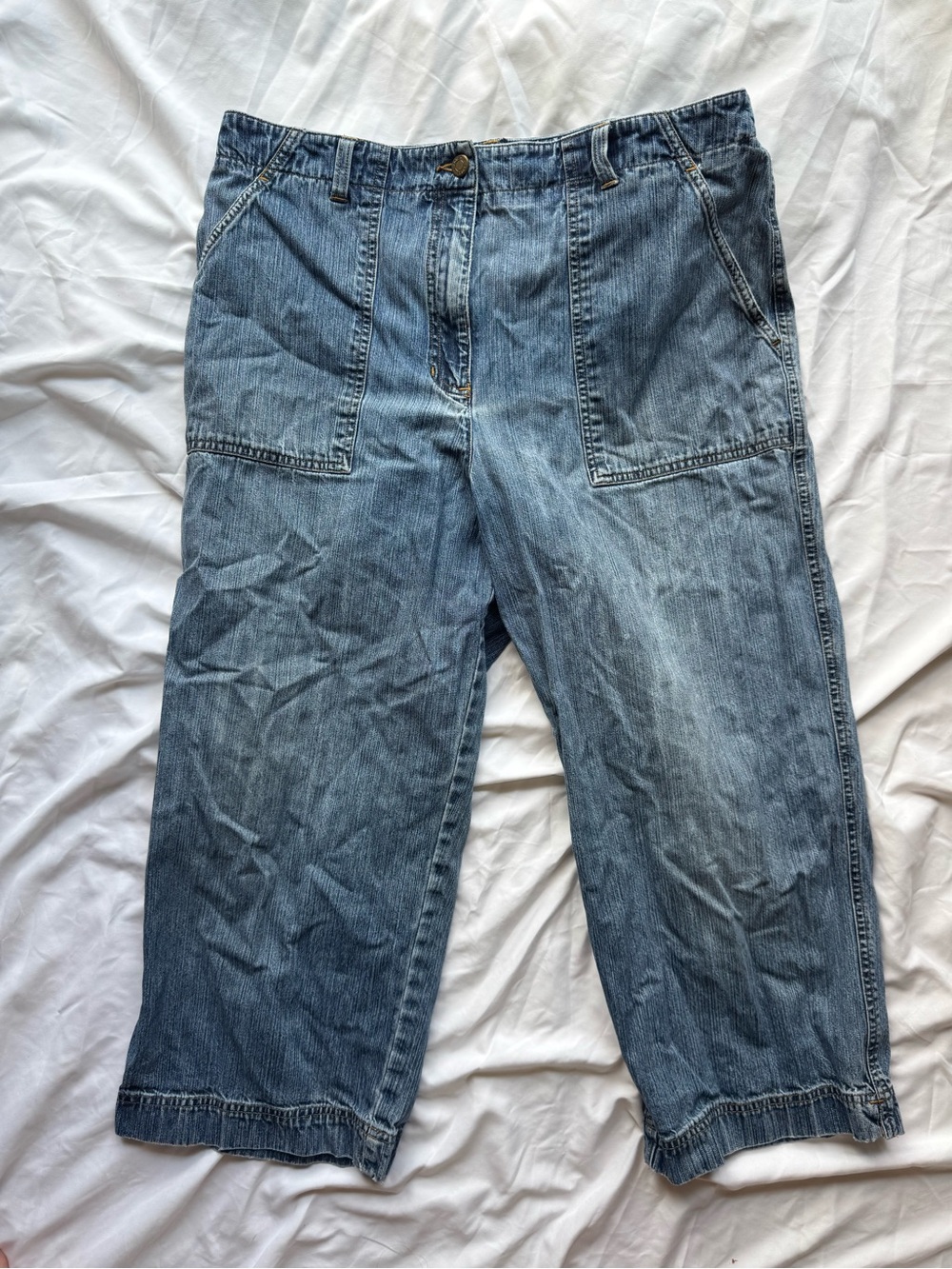 Y2K Light Blue Cropped Denim Wide Leg Low Rise Pants